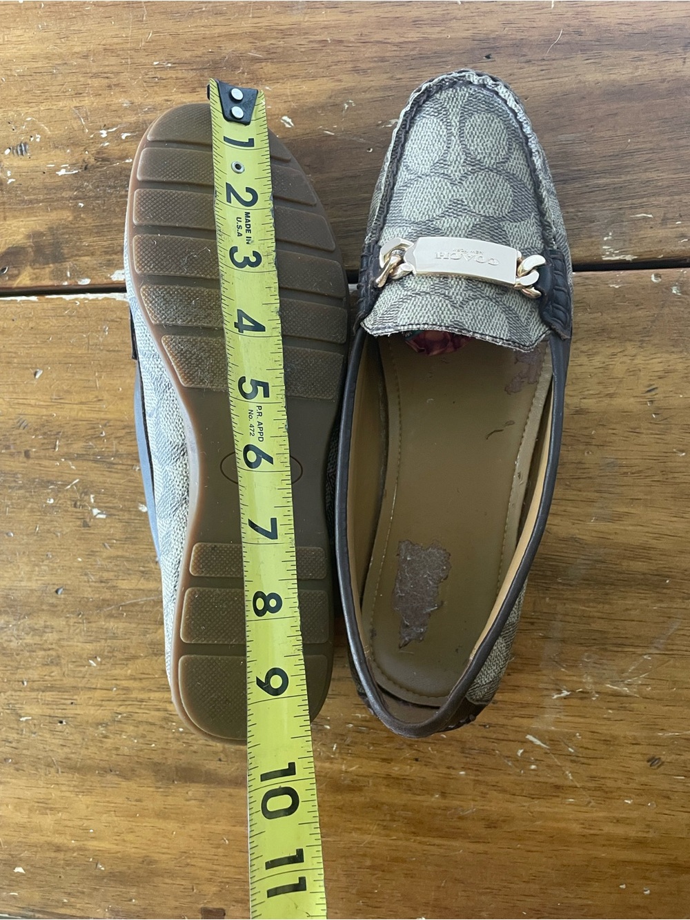 Coach Jacquard Loafers Driving Moccasin shoes flats Leather Signature Logo 7.5 - Picture 12 of 12